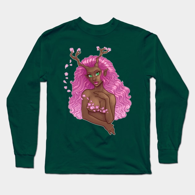 Cherry Blossom Dryad Long Sleeve T-Shirt by Kylana